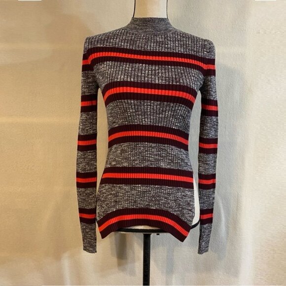 Proenza Schouler White Label marled striped mockneck ribbed long sleeve sweater - Picture 1 of 10